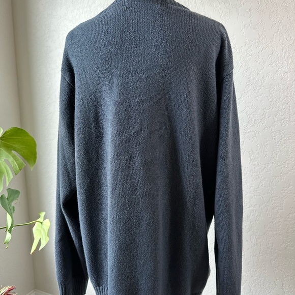 Oscar de la Renta Navy Grey Windowpane Pattern Cotton Crew Neck Dad Sweater L - Picture 4 of 6